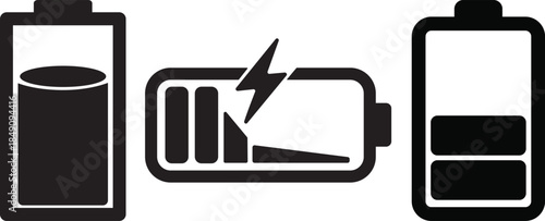 battery vector silhouette set fully drained energy loss and burnout concept