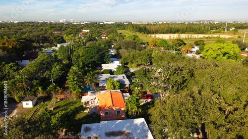 Neighborhod aerial drone video Miami Springs circa 2025