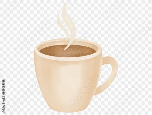 Watercolor hot coffee cup winter Christmas illustration vector.