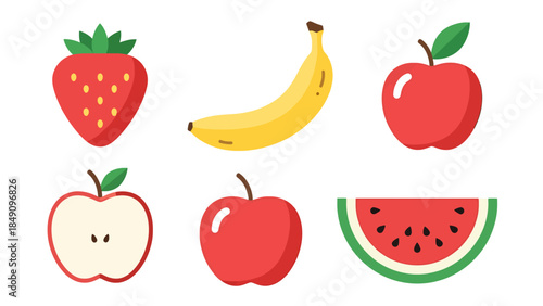 Collection of Fresh Fruit Symbols for Healthy Eating Campaigns