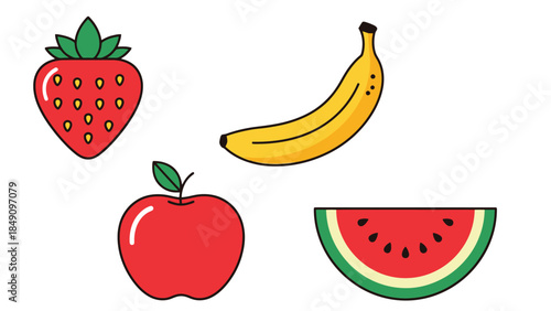 Fresh Fruit Assortment Featuring Strawberry Banana Apple and Watermelon