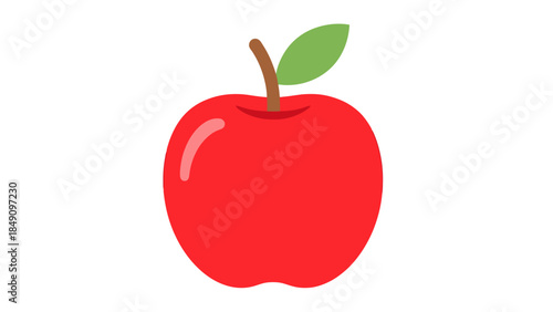 Fresh Red Apple with Green Leaf on White Background for Food and Health Topics