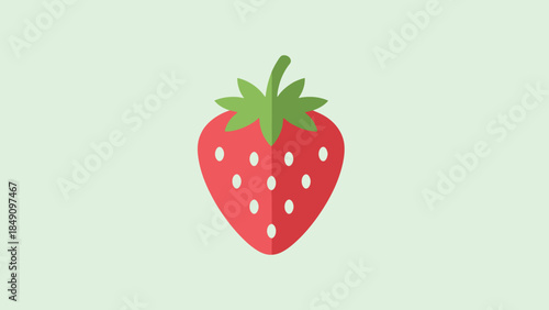 Fresh and Juicy Strawberry with Green Leaves on Light Background