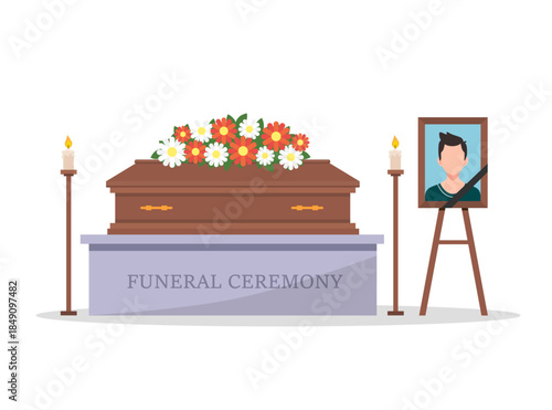 Funeral service set isolated on white background. Vector stock