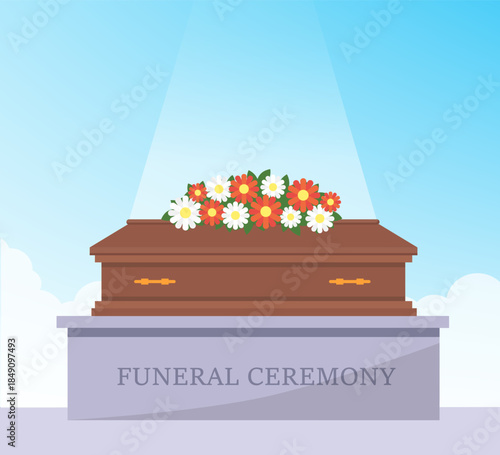 Funeral ceremony on the cemetery. Vector stock