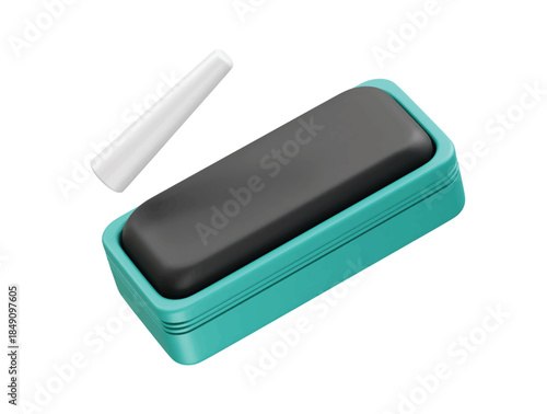 Duster and chalk icon 3d render illustration 