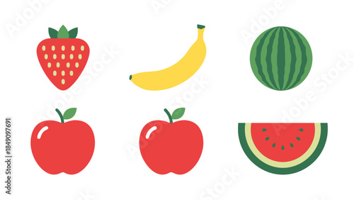 Fresh Fruits Collection with Strawberry Banana Watermelon and Apples for Healthy Lifestyle