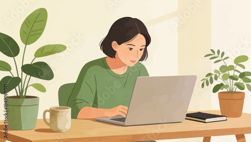 Person working on laptop at desk