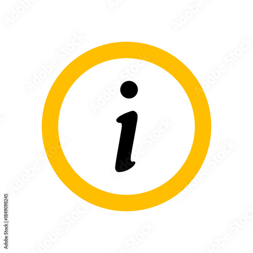 Yellow circle icon with black lowercase letter i for information