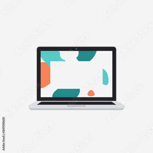 Modern Laptop with Abstract Screen Display.