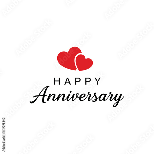 Happy Anniversary Heart Icon – Romantic Love Celebration Symbol for Greeting & Design