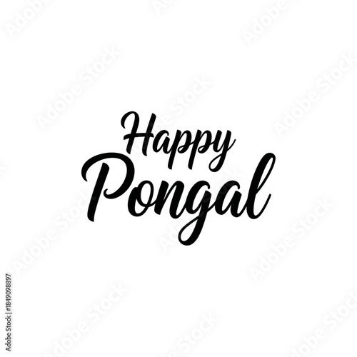 Happy Pongal Typography Icon – South Indian Harvest Festival Greeting Design