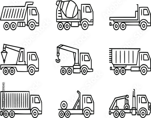 Roofing and Construction Outline Icon Set Tools, Materials and Repair Elements