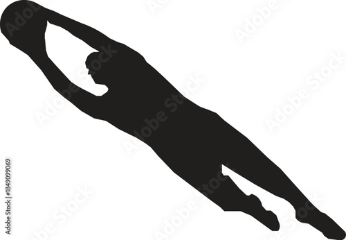 Goalkeeper Diving to Save Soccer Ball in Mid-Air, Athletic Action Icon for Football Defense, Dynamic Save Representation