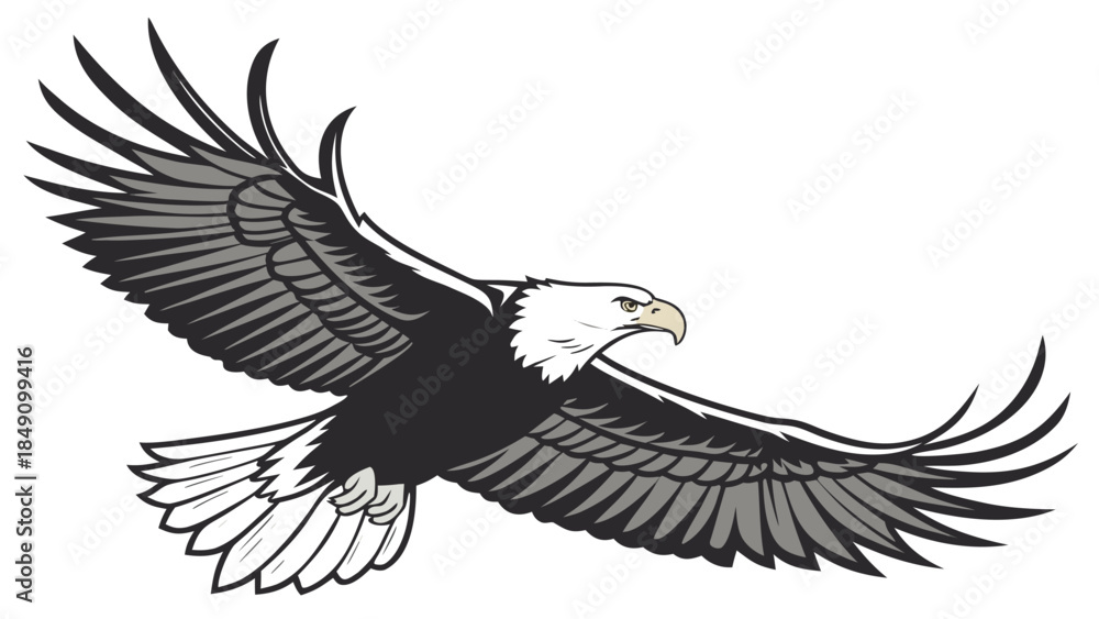 Obraz premium Majestic Flying Eagle Illustration Symbolizing Freedom and Strength in Nature