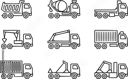 Roofing and Construction Outline Icon Set Tools, Materials and Repair Elements