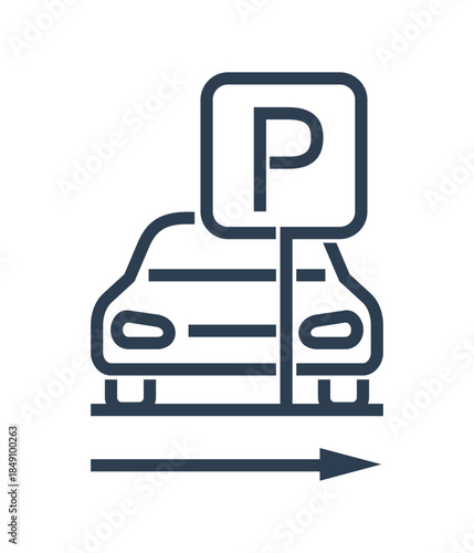 Parking sign with car symbol in bold line style