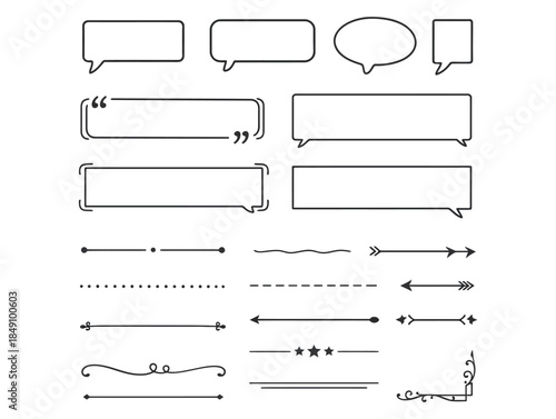 Collection of modern speech bubbles and text dividers for design