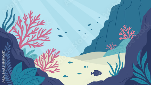 Vibrant Underwater Scene with Coral Reef and Schools of Fish