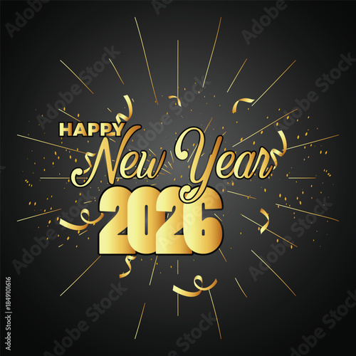 Happy new year 2026 banner. new year background design.
colorful truncated number illustrations. Premium vector design. New Year greetings and celebrations. Annual conference banner.