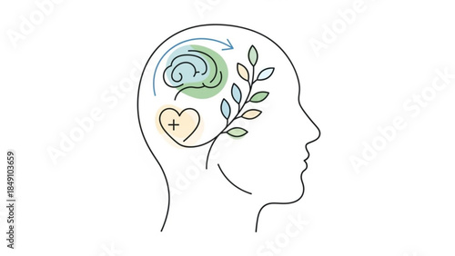 Mindful Serenity: An artistic depiction symbolizes a harmonious balance of mind, body, and spirit, promoting mental well-being and inner peace. 