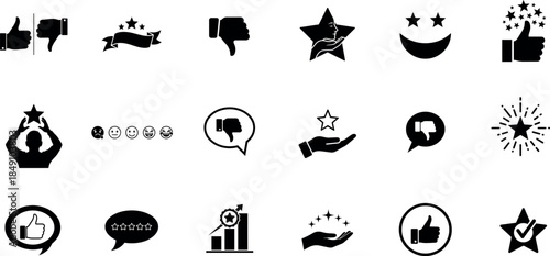 Collection of social media icons for feedback and ratings