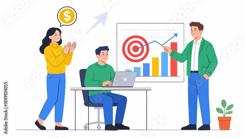 Business team discussing financial growth