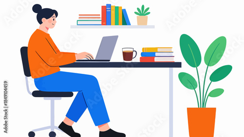 Person working on laptop at desk