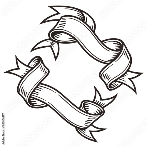 Black and white ribbon banner design vector illustration for decoration
