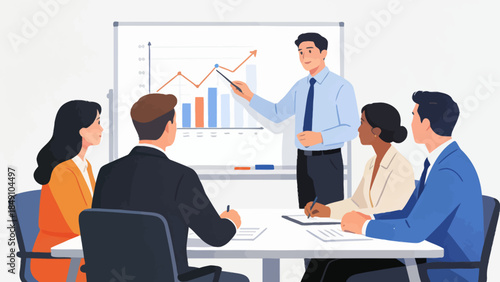Business meeting with data presentation