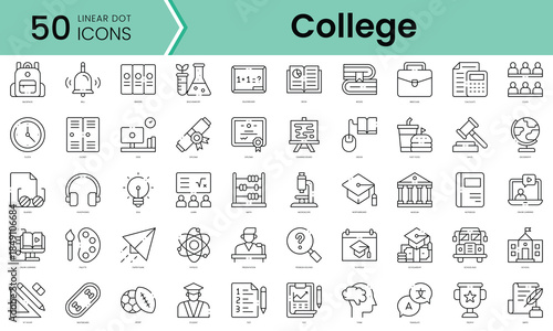 Set of college icons. Line art style icons bundle. vector illustration