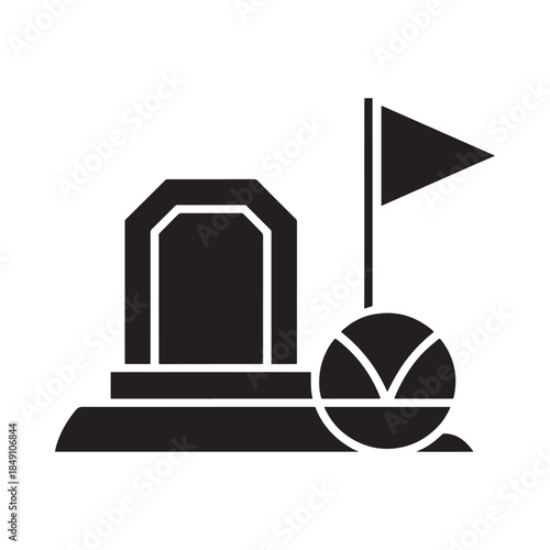 A simple black and white vector illustration of a miniature golf hole