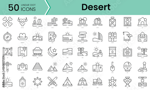 Set of desert icons. Line art style icons bundle. vector illustration