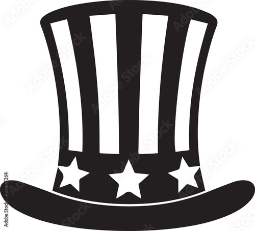 Iconic uncle sam top hat with stars and stripes