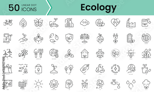 Set of ecology icons. Line art style icons bundle. vector illustration