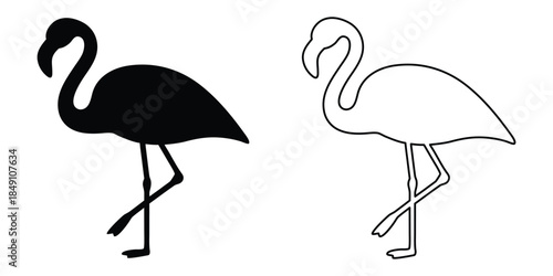 Flamingo vector silhouette, pink flamingo vector illustration, standing flamingo, flamingo clipart