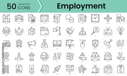 Set of employment icons. Line art style icons bundle. vector illustration