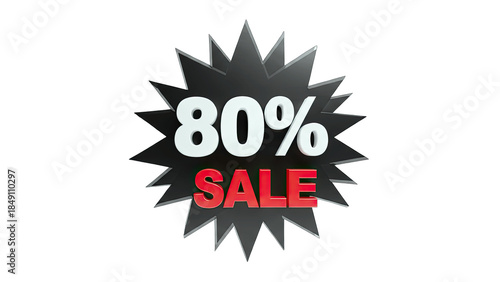 80% Sale Burst on White Background