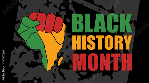 Black History Month Raised Fist Africa Map Illustration