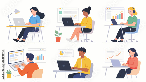 People working on laptops at desks