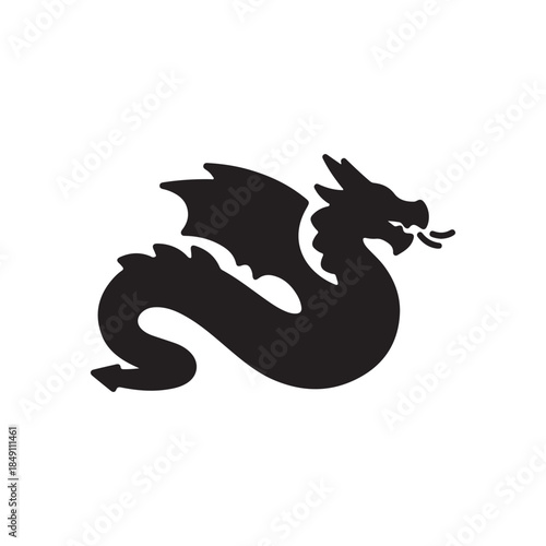 Dragon Trace silhouette icon vector flat design