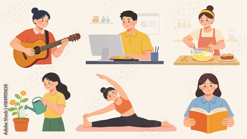 People engaging in various daily activities