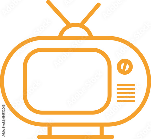 Retro television outline icon vector illustration in flat line style isolated on white for media broadcast entertainment and ui design projects