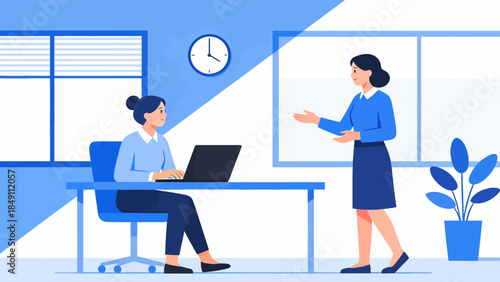 office workers interacting at desk