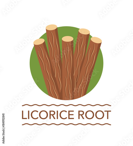 Licorice root icon in flat colors for nutrition or skincare