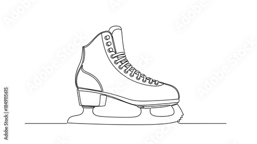Ice skate outline design on white background  