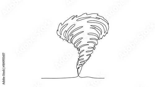 Tornado illustration in simple line art style  