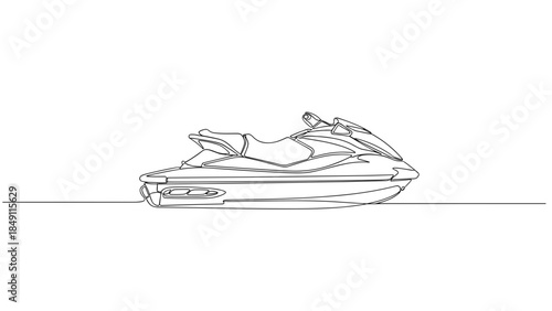 Line art of a jet ski in minimalist style  