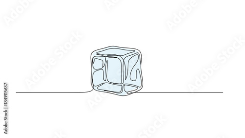 Transparent ice cube on a white background in minimalist style  