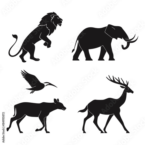Silhouettes of african wildlife